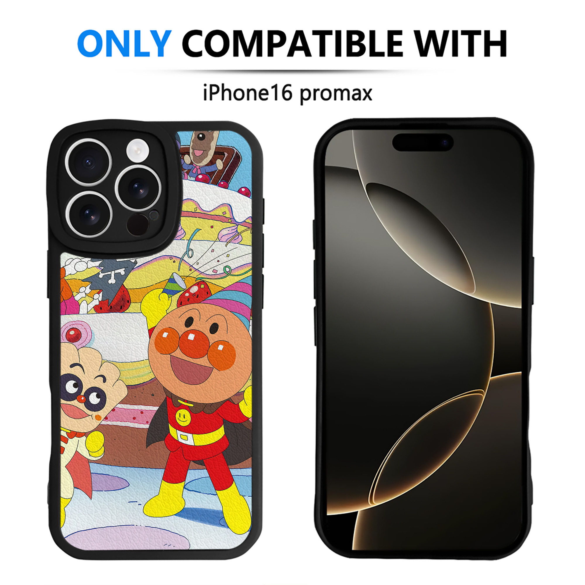 （画像用） アンパンマン Anpanman 【iPhone 16シリーズ対応】シリコンスマホケース（レザー調） 材質：シリコン
